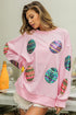 Sequined Easter Egg Drop Shoulder Oversized Sweatshirt