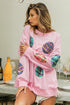 Sequined Easter Egg Drop Shoulder Oversized Sweatshirt