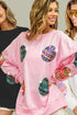 Sequined Easter Egg Drop Shoulder Oversized Sweatshirt