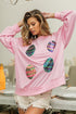 Sequined Easter Egg Drop Shoulder Oversized Sweatshirt