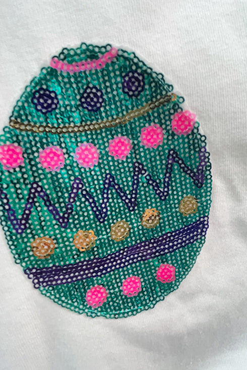 Sequined Easter Egg Drop Shoulder Oversized Sweatshirt