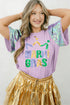 Sequined Graphic Letter Patchwork Southern Style Tee