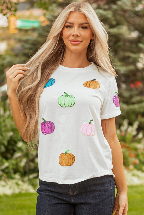 Sequined Harvest Graphic Short Sleeve Jersey Tee