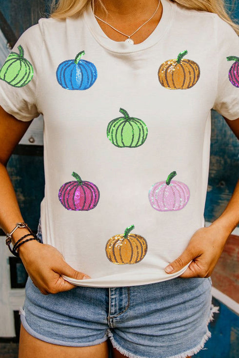 Sequined Harvest Graphic Short Sleeve Jersey Tee