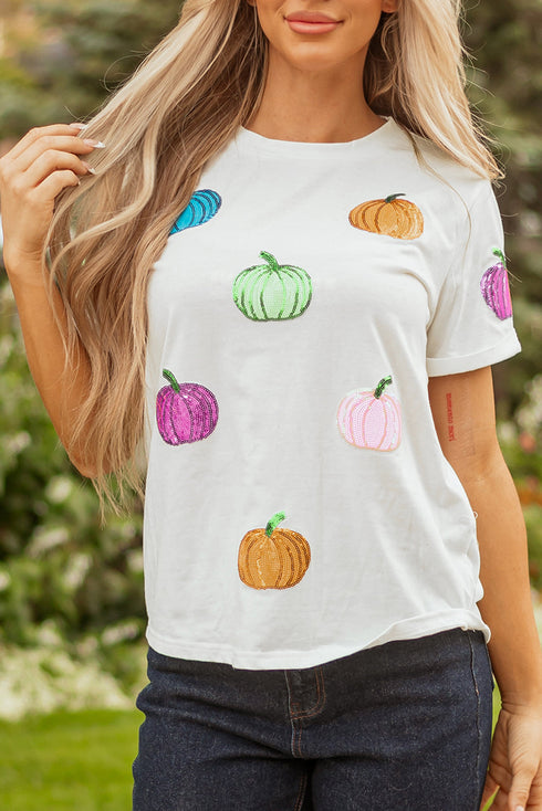 Sequined Harvest Graphic Short Sleeve Jersey Tee