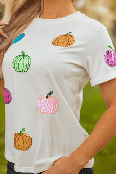 Sequined Harvest Graphic Short Sleeve Jersey Tee