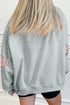 Sequined Horseshoe Graphic Mock Neck Baggy Silhouette Sweatshirt