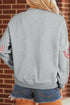 Sequined Horseshoe Graphic Mock Neck Baggy Silhouette Sweatshirt