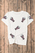 Sequined Lobster Graphic Ruffle Sleeve Crewneck Tee