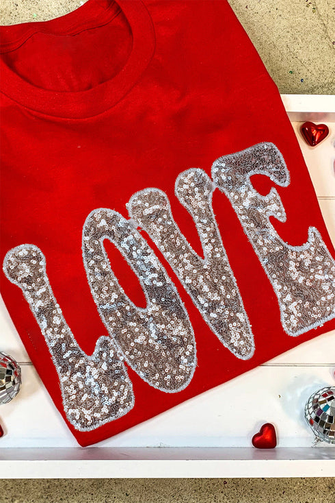 Sequined Love Graphic Short Sleeve Jersey Tee
