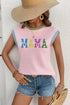 Sequined Mama Graphic Corded Ribbed Knit Short Sleeve Tee
