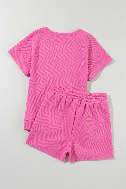 Sequined Mama Letter Print Textured Short Graphic Sets