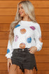 Sequined Pumpkin Bucket Crew Neck Pullover Sweatshirt