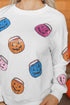 Sequined Pumpkin Bucket Crew Neck Pullover Sweatshirt