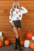 Sequined Pumpkin Bucket Crew Neck Pullover Sweatshirt