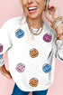 Sequined Pumpkin Bucket Crew Neck Pullover Sweatshirt