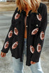 Sequined Rugby Flap Pocket Button Down Jacket