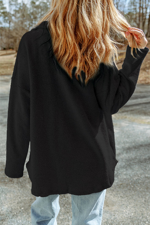 Sequined Rugby Flap Pocket Button Down Jacket