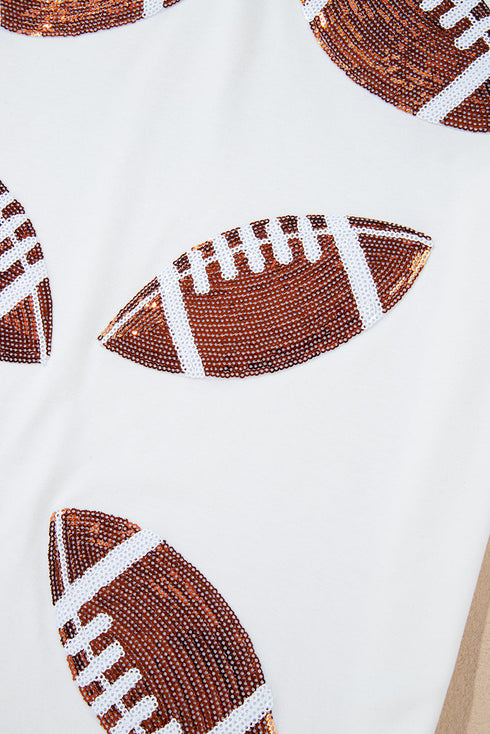 Sequined Rugby Football Graphic Short Sleeve Jersey Tee
