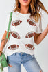 Sequined Rugby Football Graphic Short Sleeve Jersey Tee