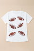 Sequined Rugby Football Graphic Short Sleeve Jersey Tee