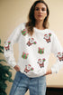 Sequined Santa Delivering Gifts Graphic Pullover Sweatshirt