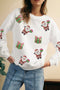 Sequined Santa Delivering Gifts Graphic Pullover Sweatshirt