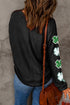 Sequined St Patrick Clover Patched Long Sleeve Top
