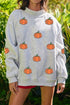 Sequined Star Pumpkin Graphic Exposed Seam Mock Neck Sweatshirt