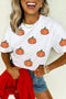 Sequined Star Pumpkin Graphic Round Neck Tee