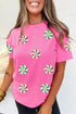 Sequined Swirl Candy Graphic Short Sleeve T Shirt