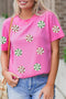 Sequined Swirl Candy Graphic Short Sleeve T Shirt
