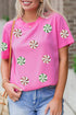 Sequined Swirl Candy Graphic Short Sleeve T Shirt