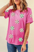 Sequined Swirl Candy Graphic Short Sleeve T Shirt