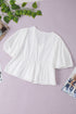 Sequined Tiger Print V Neck Puff Sleeve Cotton Blouse
