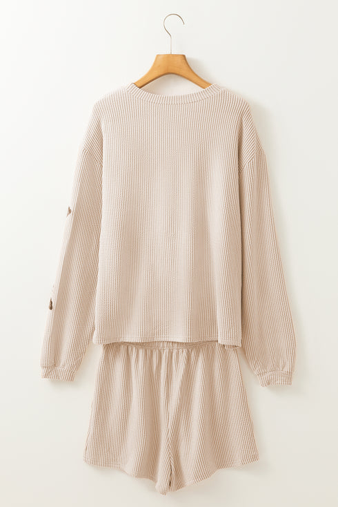 Sequined Turkey Corded Knit Loose Fit Graphic Set