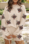 Sequined Turkey Corded Knit Loose Fit Graphic Set