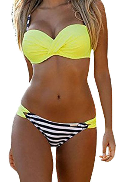 Sexy Padded Gather Push-Up Bikini Set