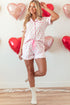 Shamrock Print Short Sleeve Ruffled Hem Pajama Set