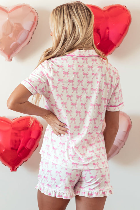 Shamrock Print Short Sleeve Ruffled Hem Pajama Set