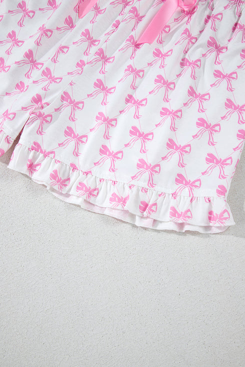 Shamrock Print Short Sleeve Ruffled Hem Pajama Set