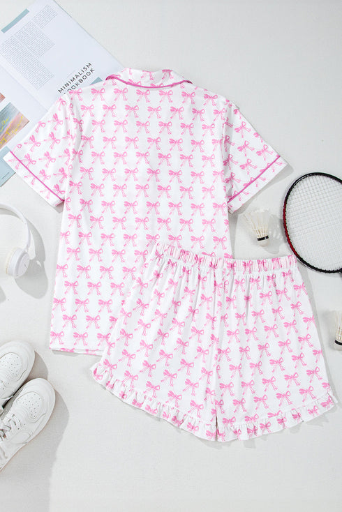 Shamrock Print Short Sleeve Ruffled Hem Pajama Set