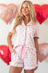 Shamrock Print Short Sleeve Ruffled Hem Pajama Set