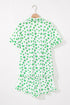 Shamrock Print Short Sleeve Ruffled Hem Pajama Set