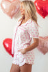 Shamrock Print Short Sleeve Ruffled Hem Pajama Set