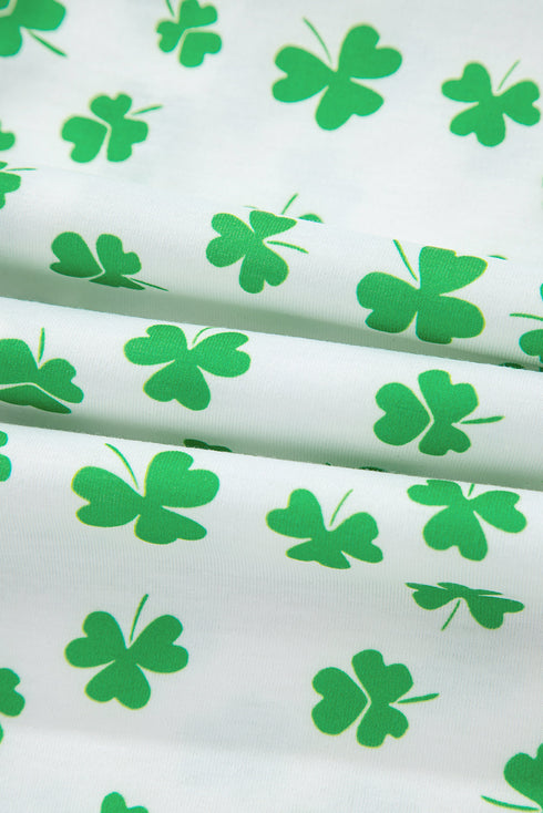 Shamrock Print Short Sleeve Ruffled Hem Pajama Set