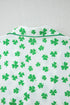 Shamrock Print Short Sleeve Ruffled Hem Pajama Set