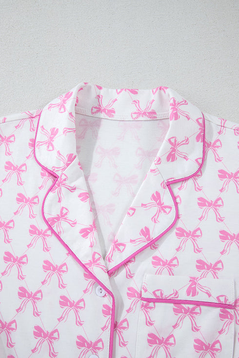 Shamrock Print Short Sleeve Ruffled Hem Pajama Set