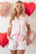 Shamrock Print Short Sleeve Ruffled Hem Pajama Set