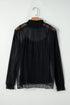 Sheer Dotted Lace Mock Neck Long Sleeve Blouse